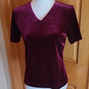 Vintage Kathie Lee Collection S Velvet Maroon Top